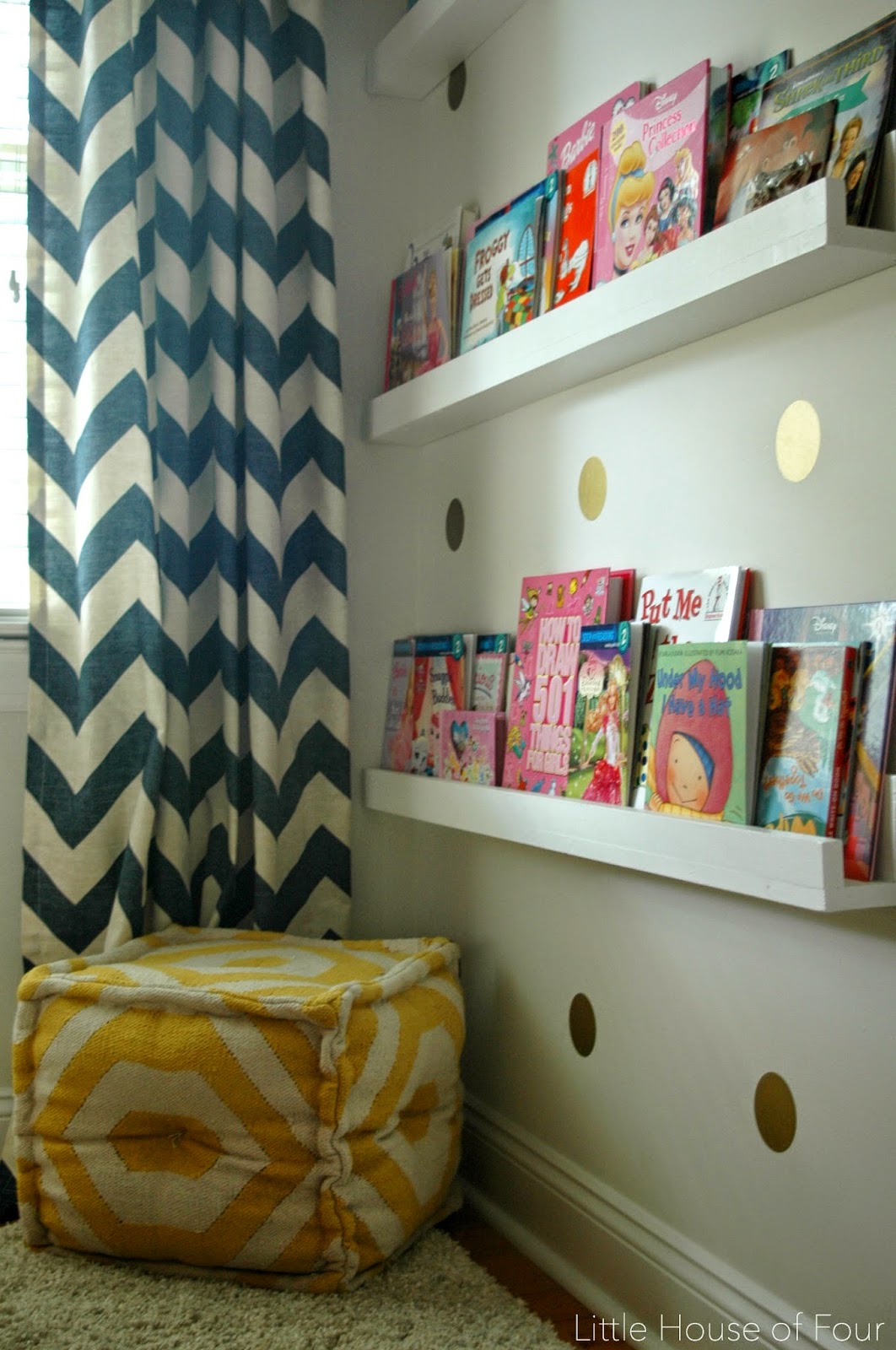 Navy, Coral and Yellow Bedroom Reveal Little House of Four Creating