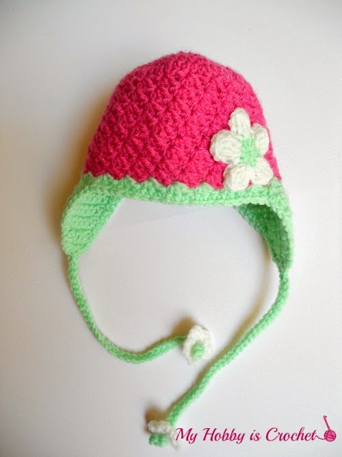 My Hobby Is Crochet: Blooming Strawberry Baby Earflap Hat ...