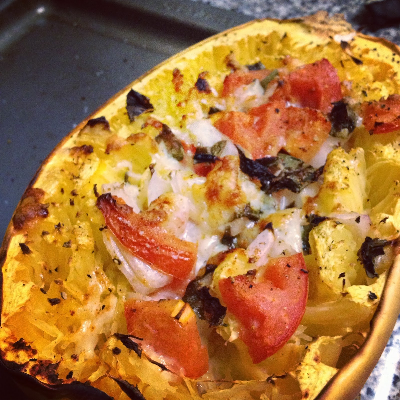 tomato and goat cheese stuffed spaghetti squash Adventures of Cecelia
