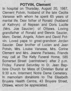 Obituary of Clement Potvin