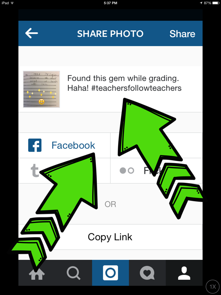 Techie Turtle Teacher: Tech Tip - Instagram - Share to Facebook After