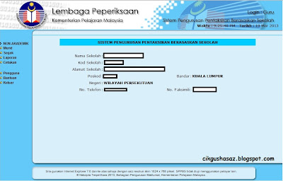 ke SPPBS. Jadi Shaz terus daftarkan pelajar kelas Shaz untuk menu