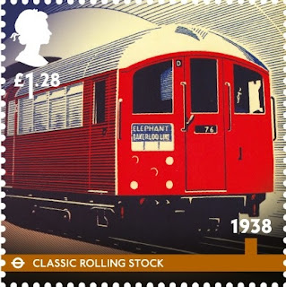 £1-28 London Underground stamp showing 1930s rolling stock.