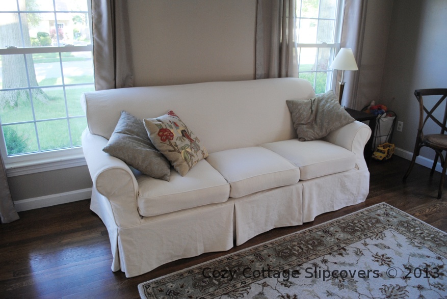 Cozy Cottage Slipcovers Natural Brushed Canvas Sofa Slipcover