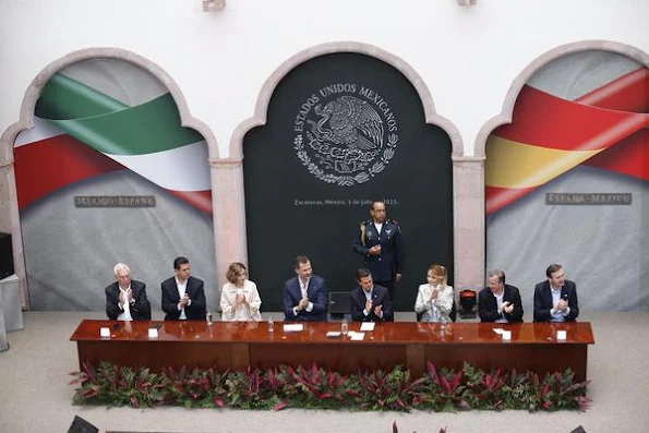 Queen Letizia of Spain and King Felipe of Spain, Mexican President Enrique Pena Nieto and his wife Angelica Rivera visit the colonial Museum of Guadalupe in Guadalupe