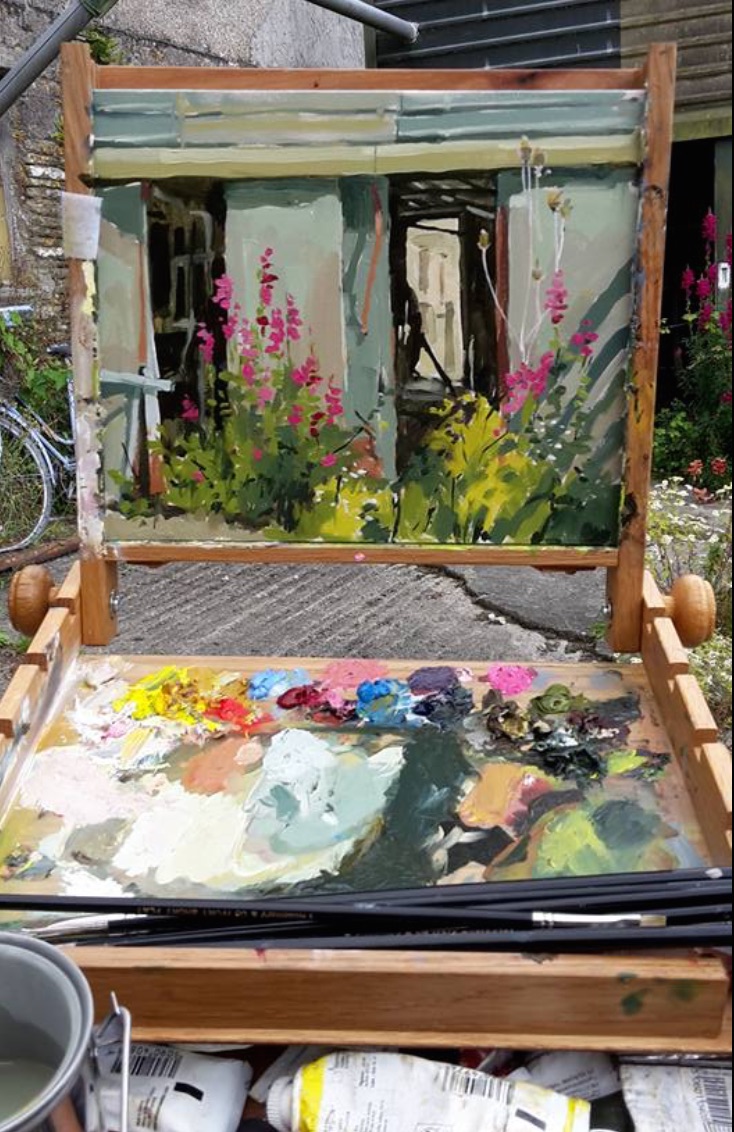 Haidee-Jo Summers artist : Old milking parlour and snapdragons