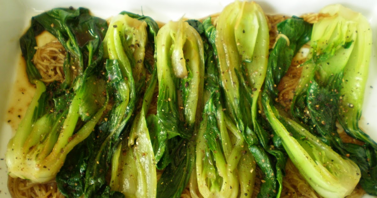 Basil and Rosemary's Kitchen Braised Baby Bok Choy with Rice Noodles