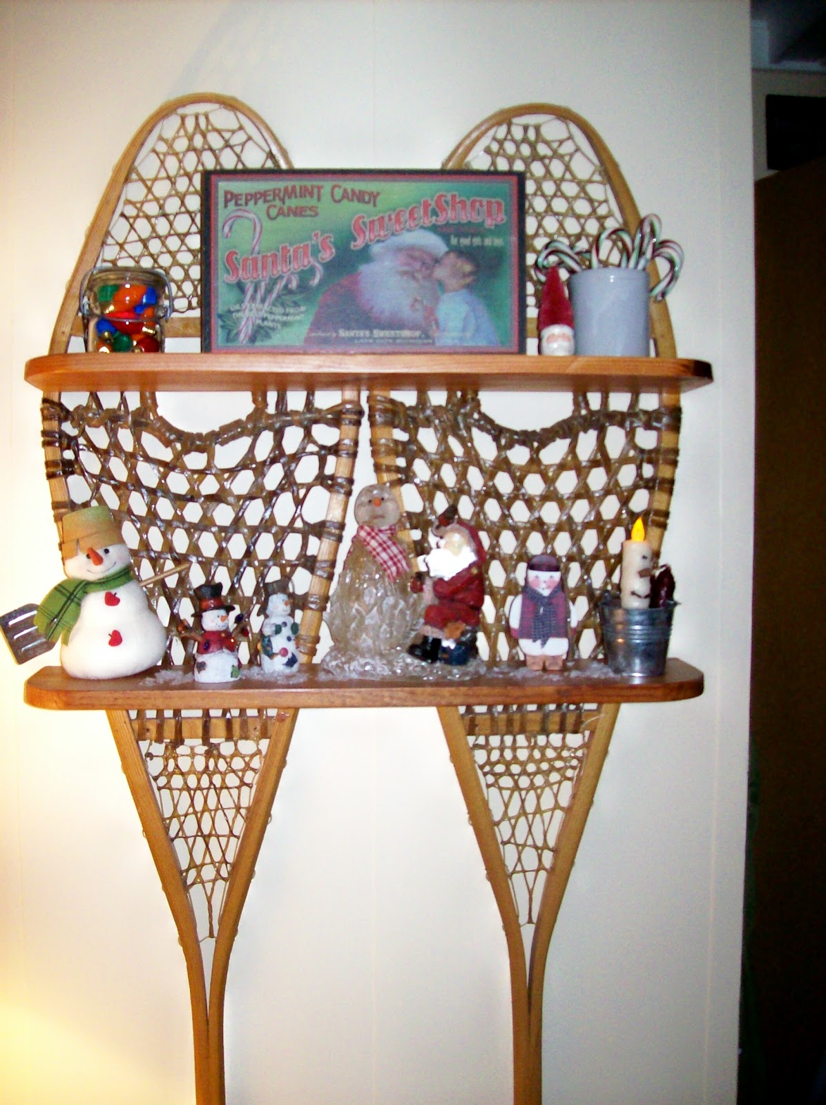Christmas Snowshoe Shelf Organized Clutter
