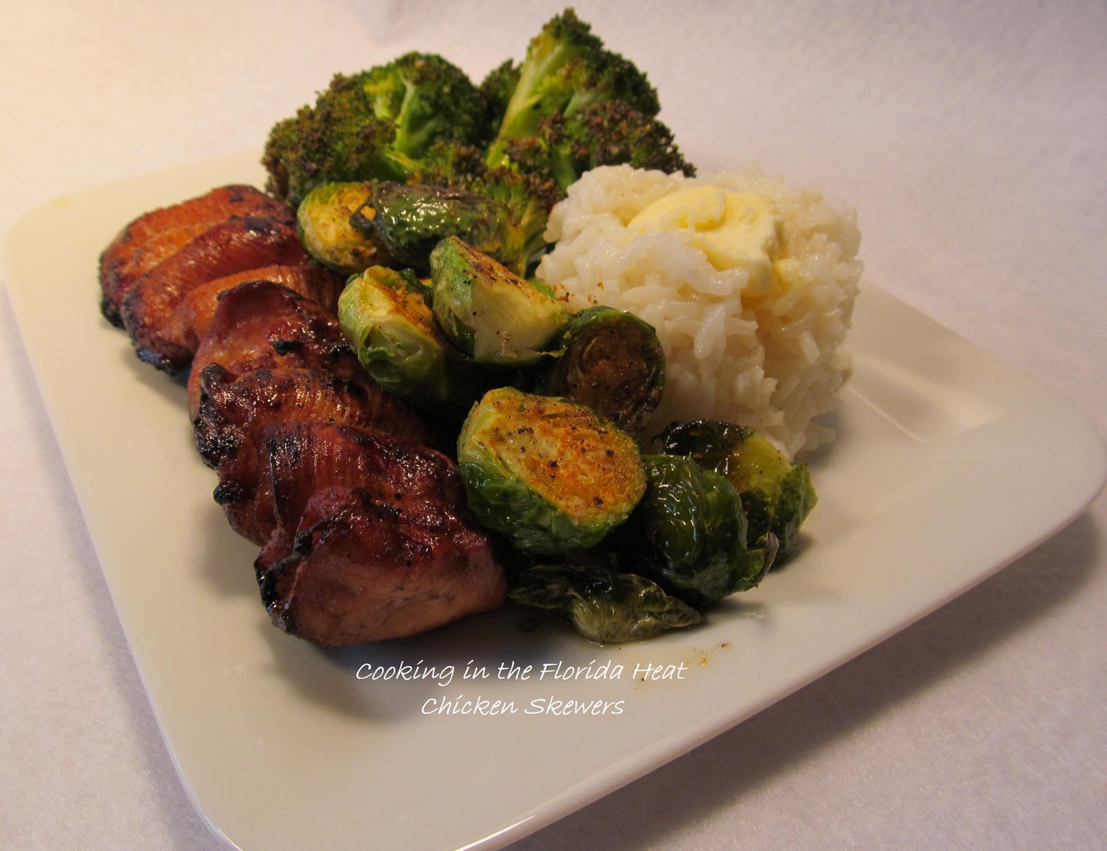 Cooking in the Florida Heat Marinated Chicken Skewers