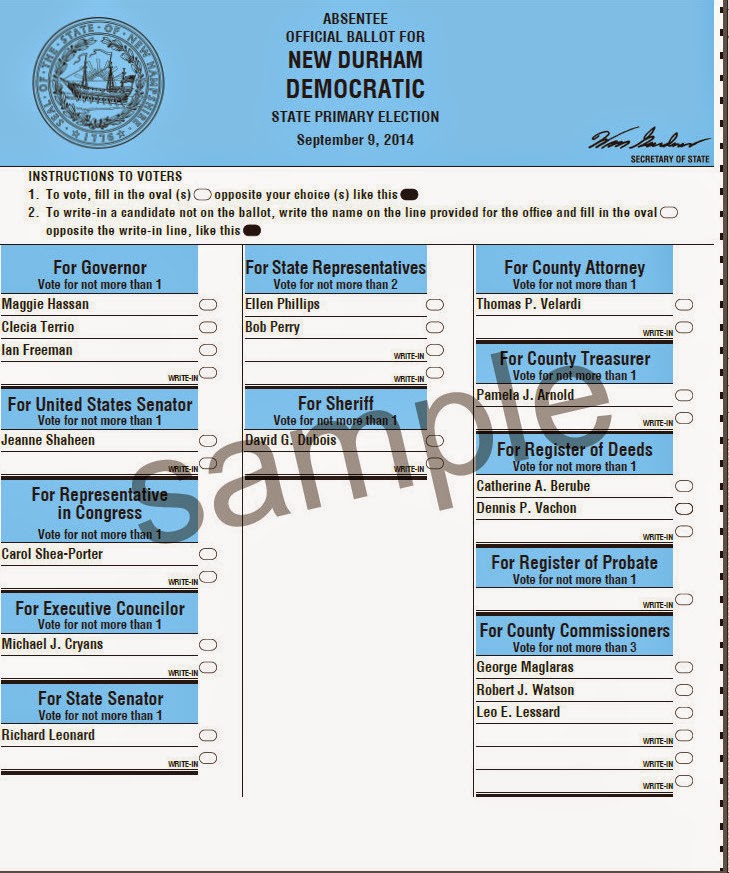 September 2014 New Durham Democrats