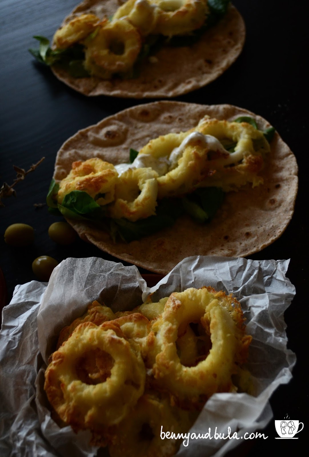 Ricetta Fish Wrap Mediterraneo Con Calamari/Baked Squid Rings Taco Recipe