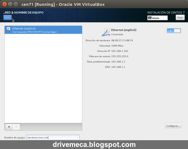 DriveMeca instalando Linux Centos 7.1 paso a paso