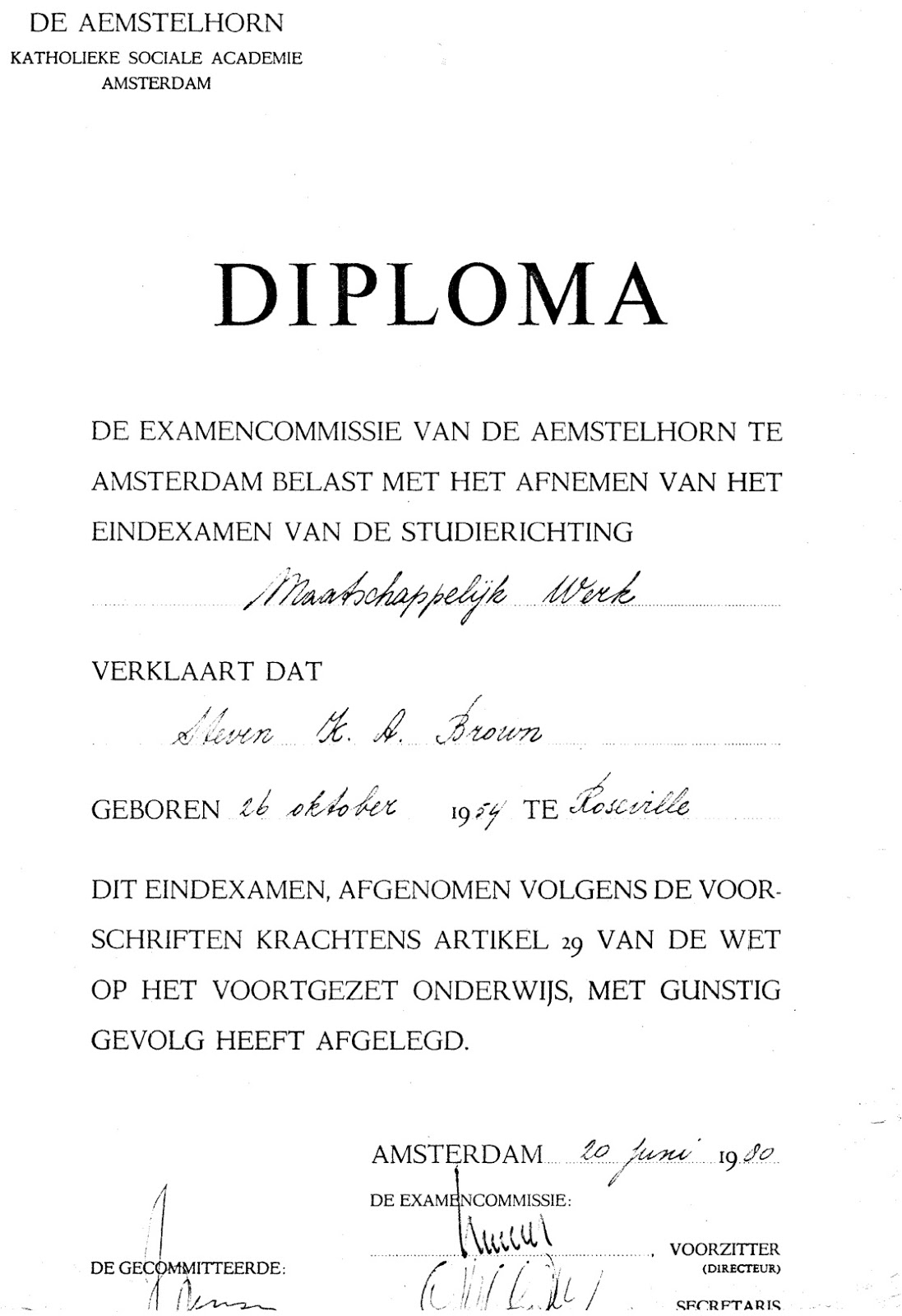 De Maffiajournalist Diploma HBO.