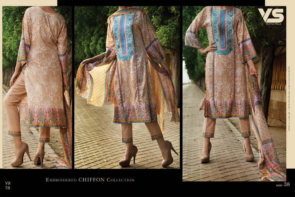 Embroidered Lawn & Chiffon Dresses 2015 By VS Textiles Fashionip