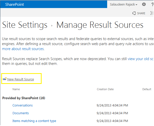 SharePoint 2013 Federated Search Configuration