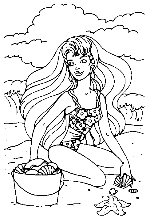 Free Kids Coloring: Barbie Coloring 13