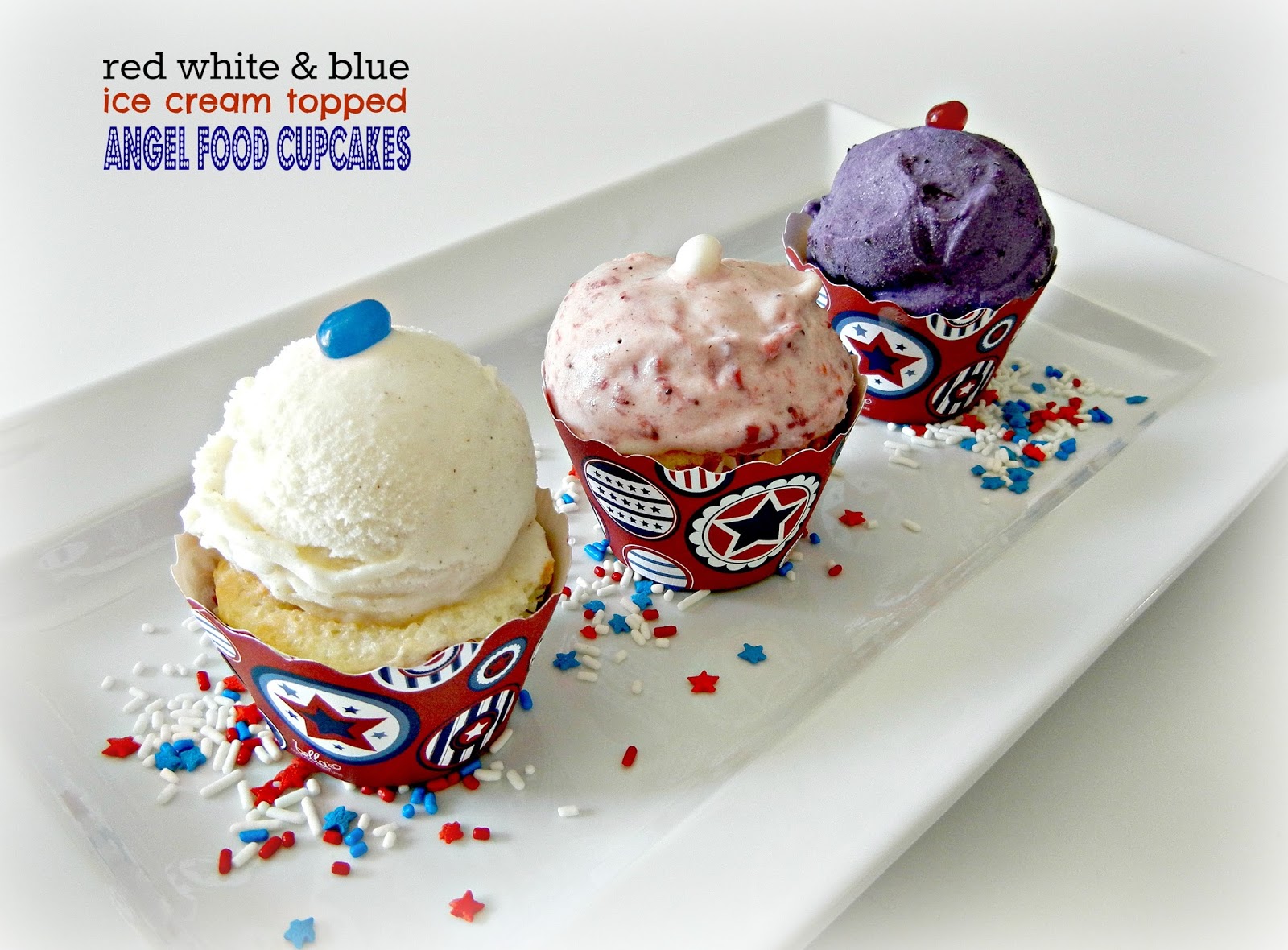 Sugar Swings! Serve Some Ice Cream Topped Angel Food Cupcakes