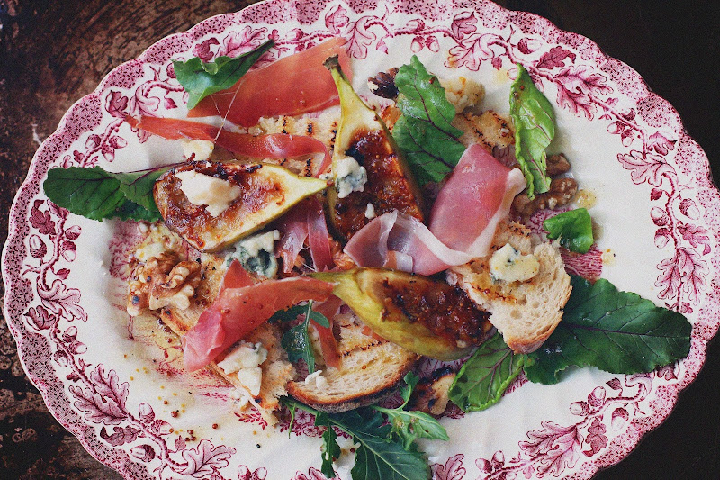 Milk and Honey Grilled Bread, Fig and Blue Cheese Salad with Honey