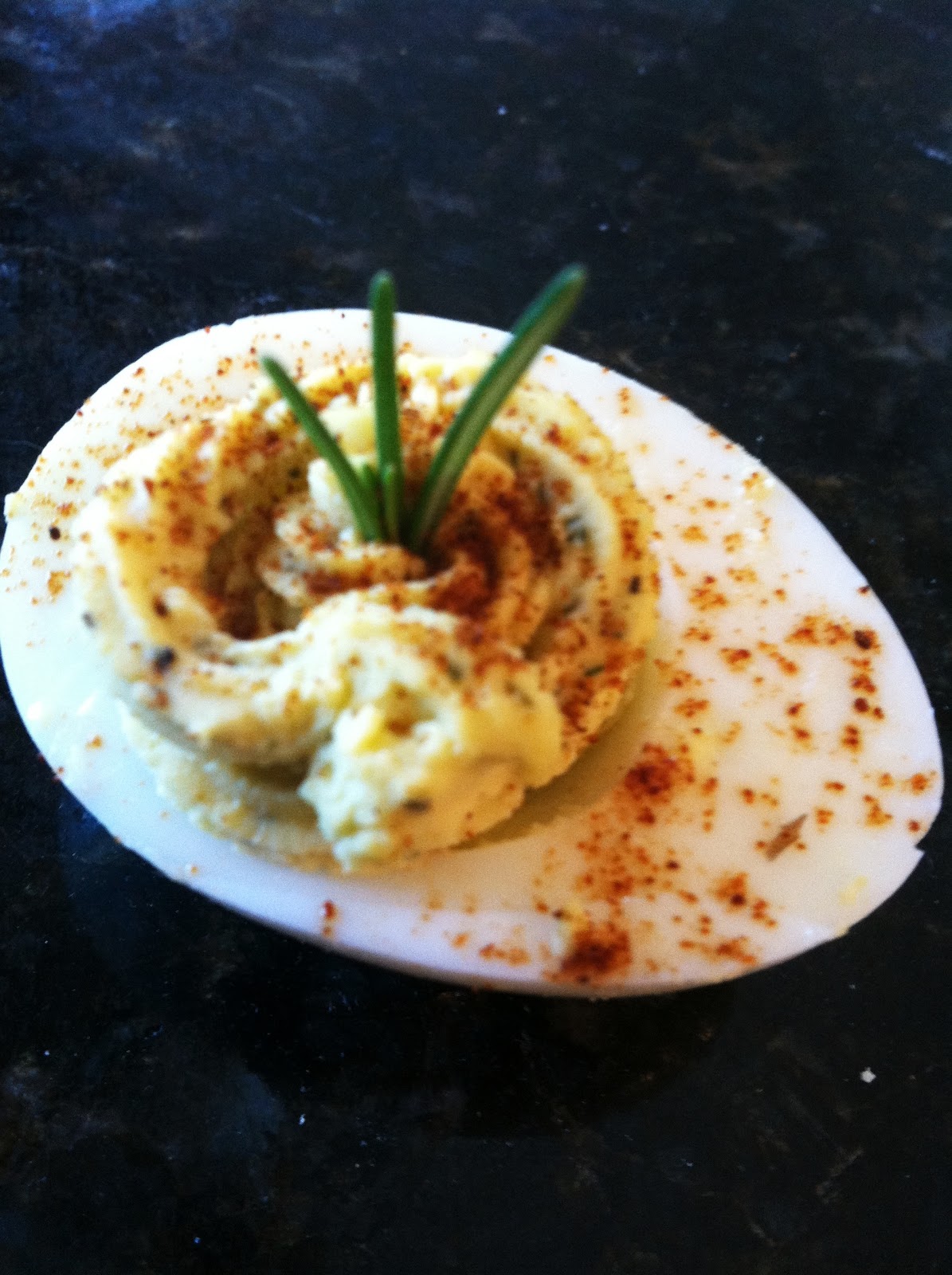 bonbons & biscotti Rosemary Deviled Eggs