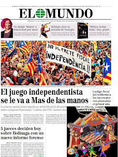 Barcelona quema las banderas de Europa, Francia y España en la fiesta regional de Cataluña del 2012