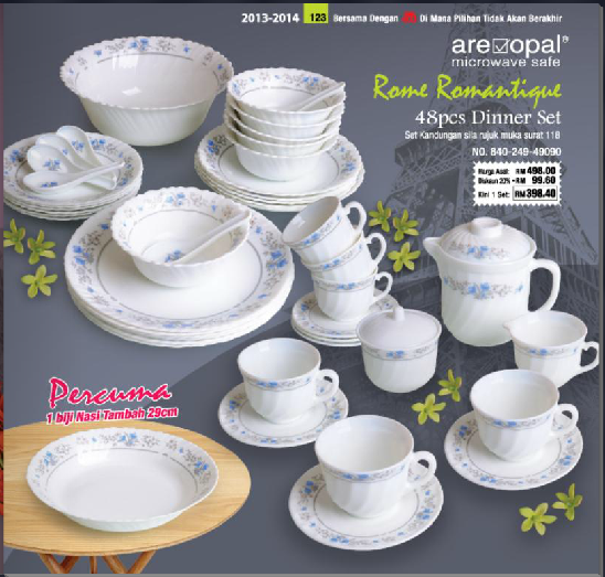 syarikat menang glassware kuantan Set Makan Malam Pinggan Mangkuk Are