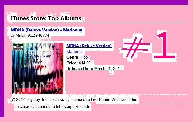 madonna mdna itunes album chart performance day 1 madonna album charts