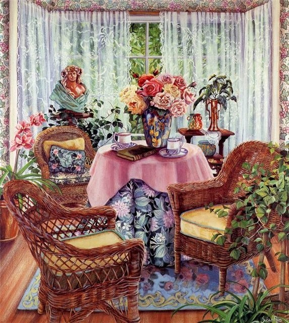 Begonvilli Ev Susan Rios�un Yağlıboya Tabloları