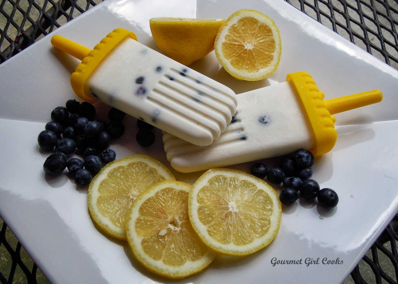 Gourmet Girl Cooks LemonCoconutBlueberry Frozen Greek Yogurt Pops