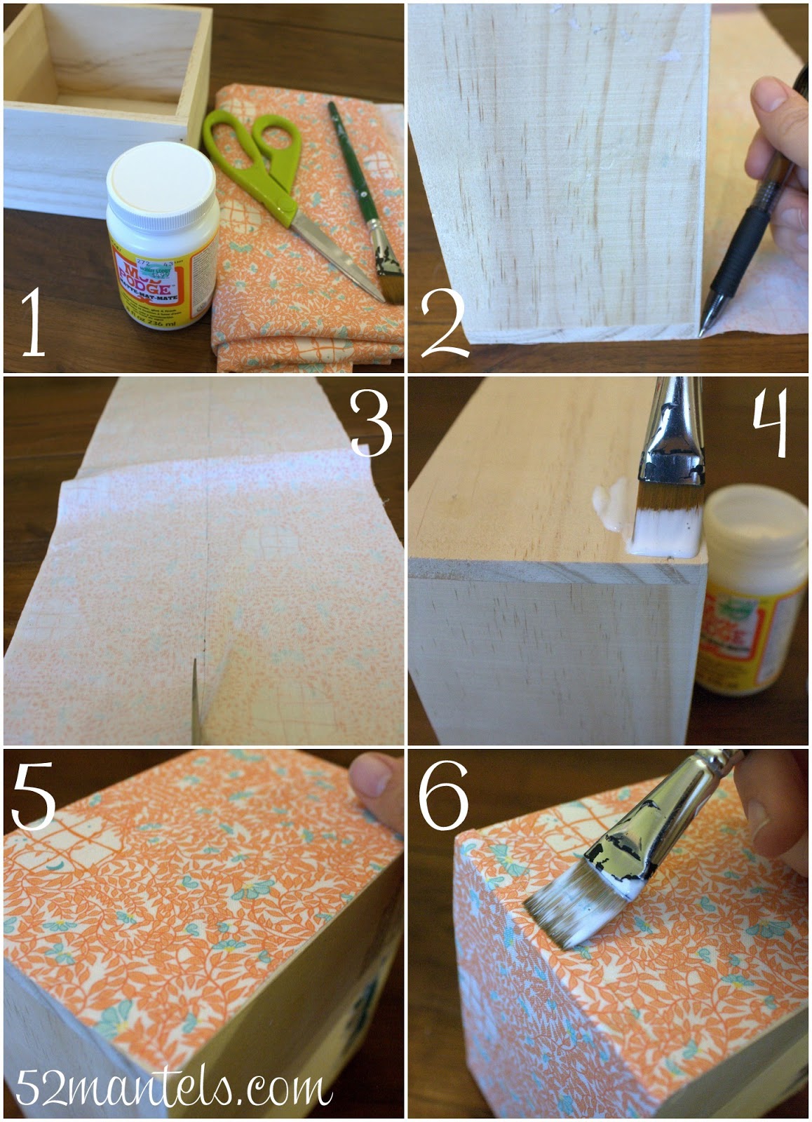 52 Mantels Decoupaged Fabric Box {and Succulent Planter!}