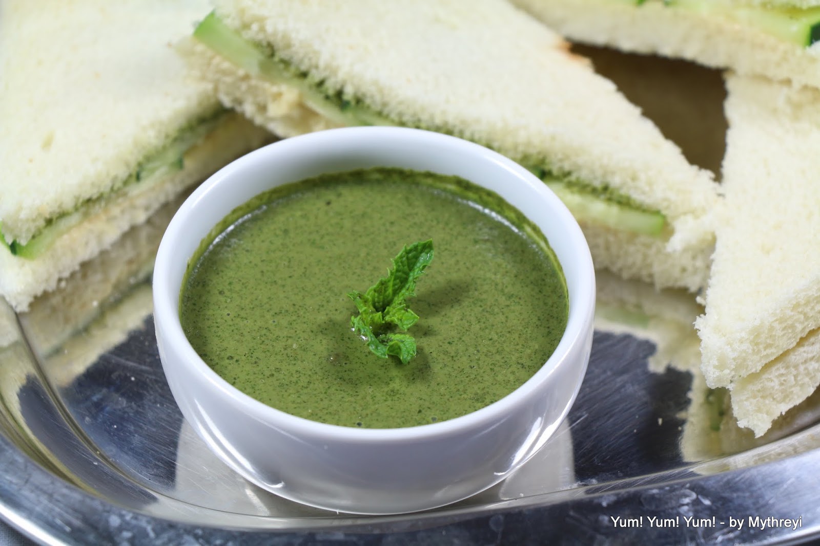 Yum! Yum! Yum! Green Mint Chutney (for Sandwiches) ( from my Garden)