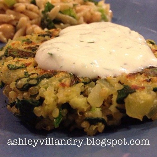 The Healthy Life Spinach and Feta Quinoa Patties with LemonDill Spread