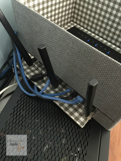 Router slips in and is hidden :: OrganizingMadeFun.com