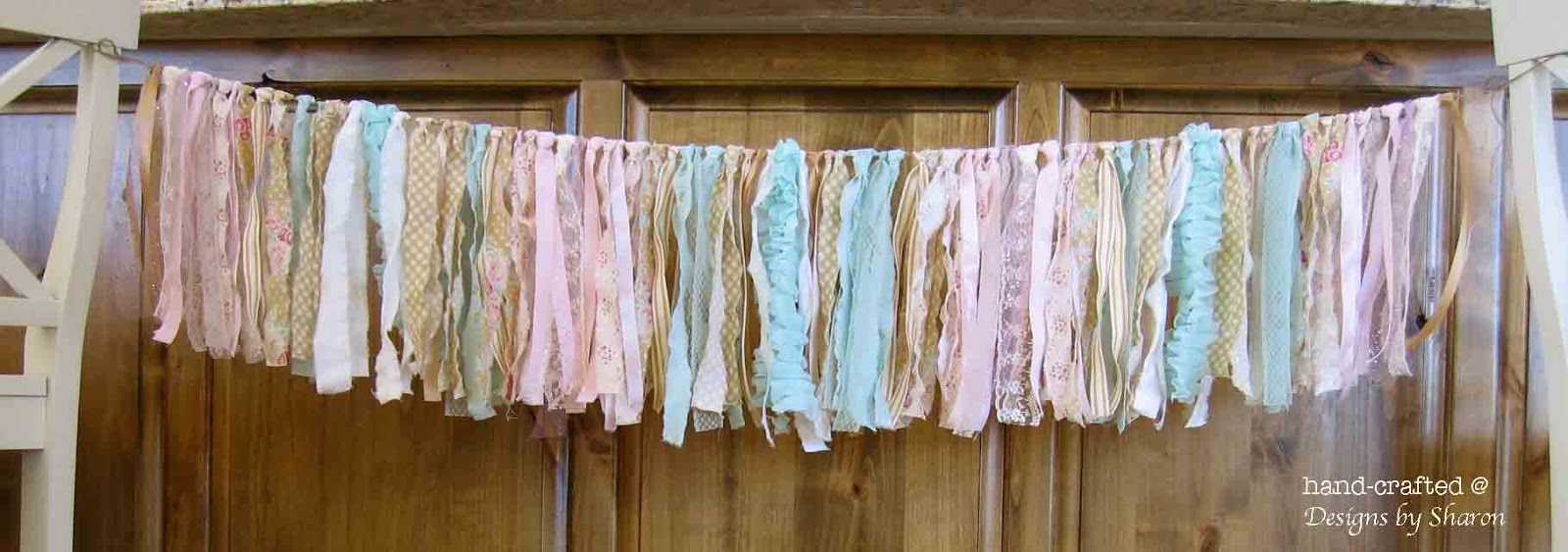 Designs by Sharon Pink, Aqua, & Yellow Fabric Strip Banner/Backdrop