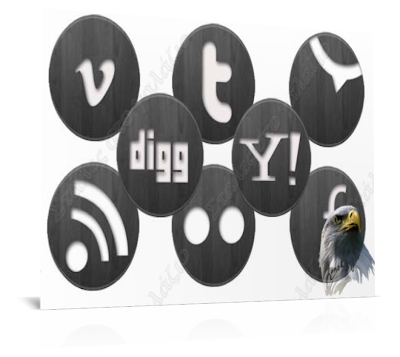 Round Wood Social Icons, Icons, Social Bookmarks Icons
