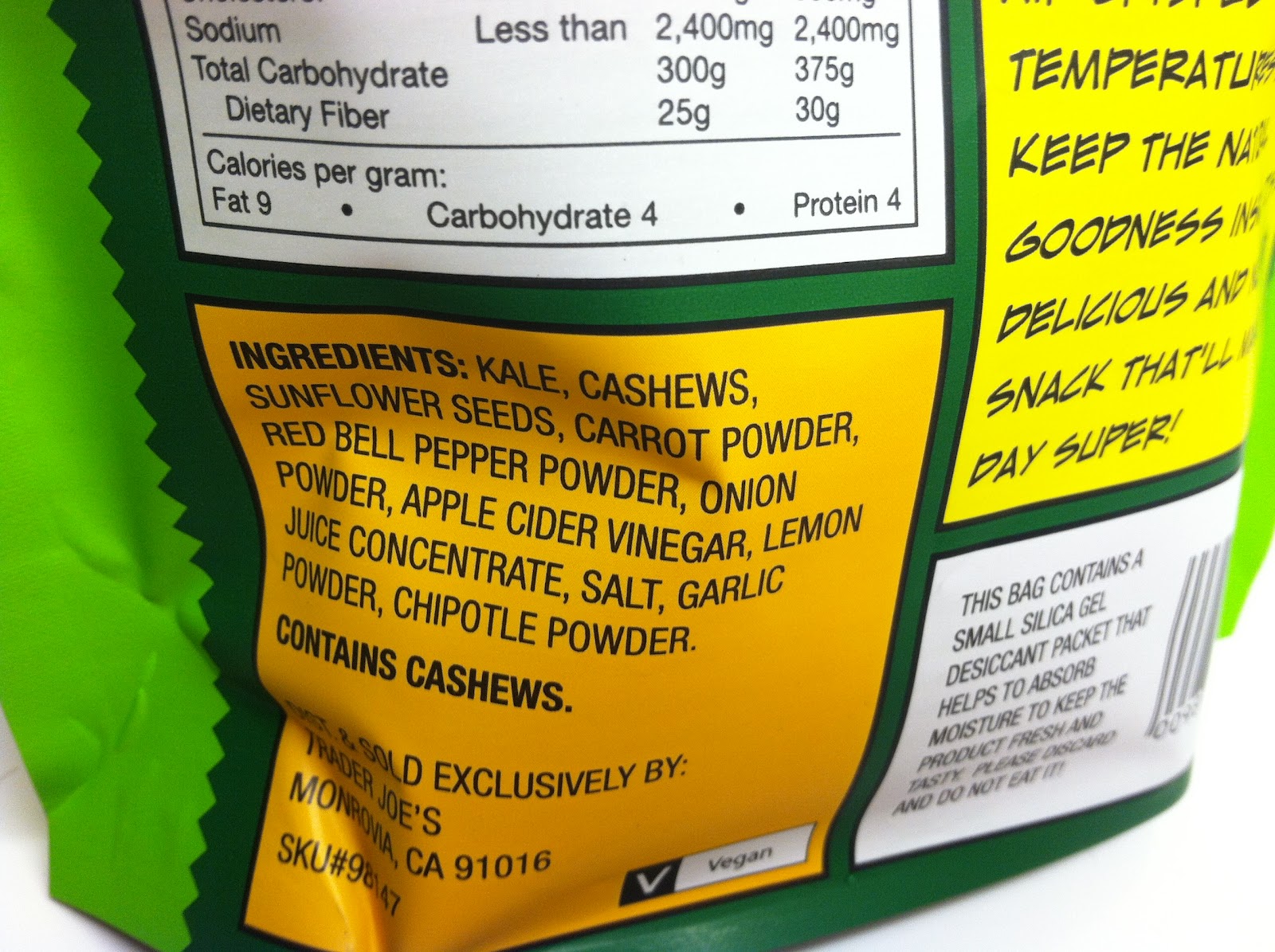 Meal Survivor Cashew Kale Chips a new snack from Trader Joes