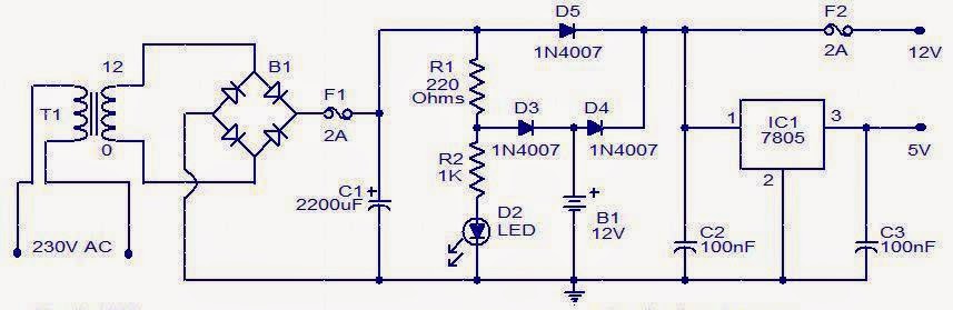Basic UPS Circuit Diagram - Electronic Projects, IC based Audio