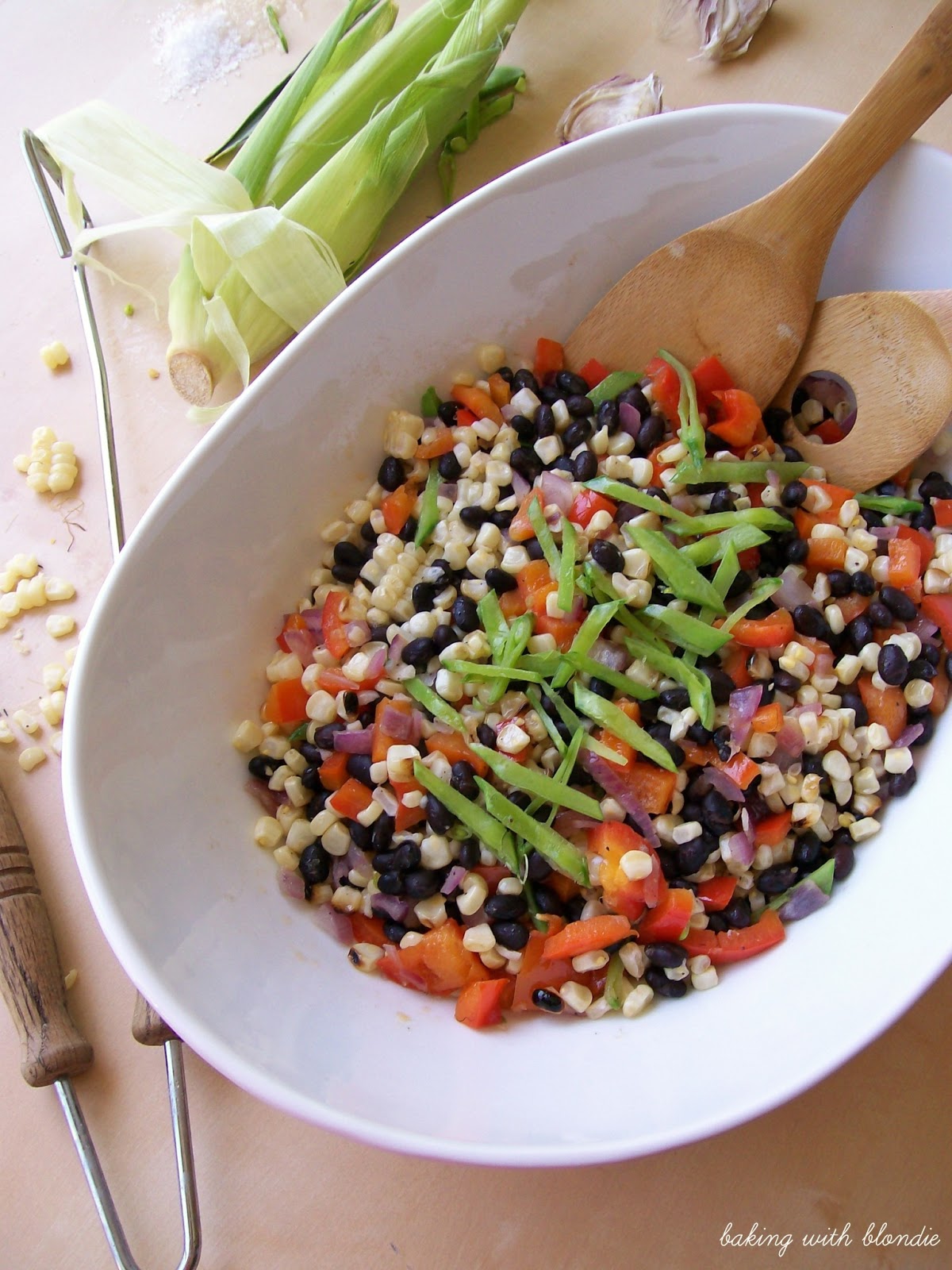 Grilled Corn and Black Bean Salad with Snow Peas