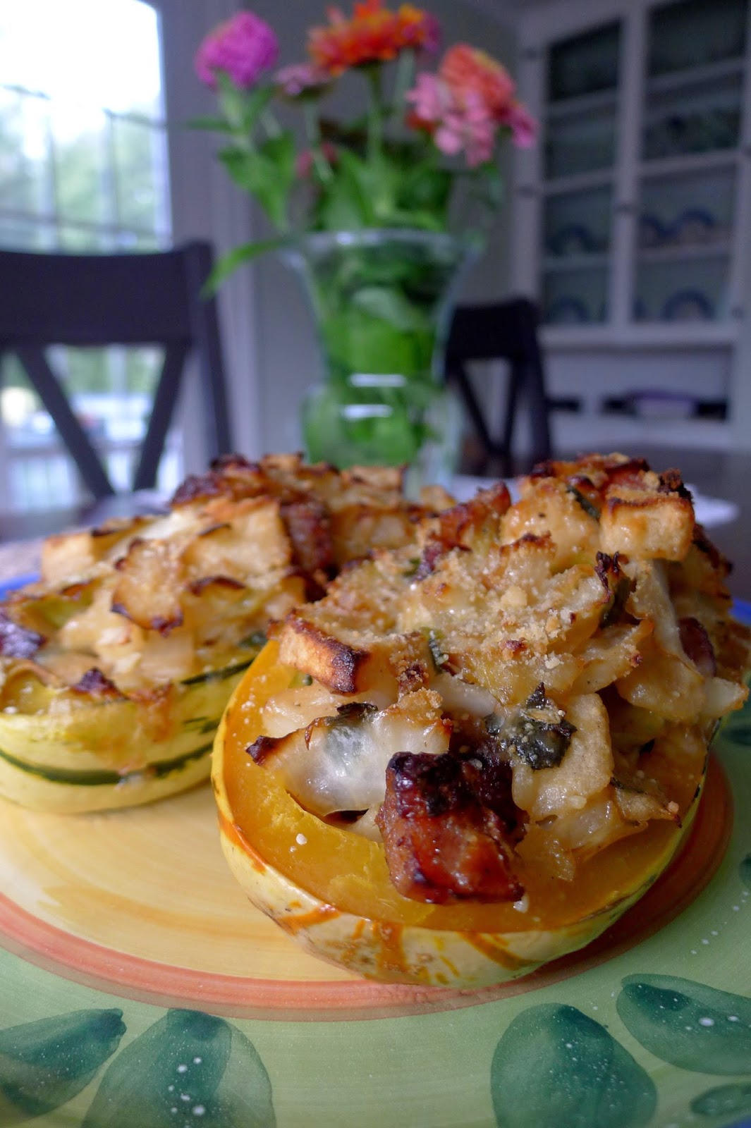 Less Noise, More Green Stuffed Delicata Squash