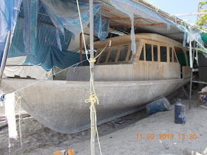 A  "DIVE BOAT" under construction at "Boat Yard" beach on Omadhoo Island.