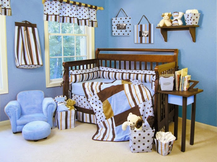 Cuartos de bebé en celeste y marrón - Ideas para decorar dormitorios