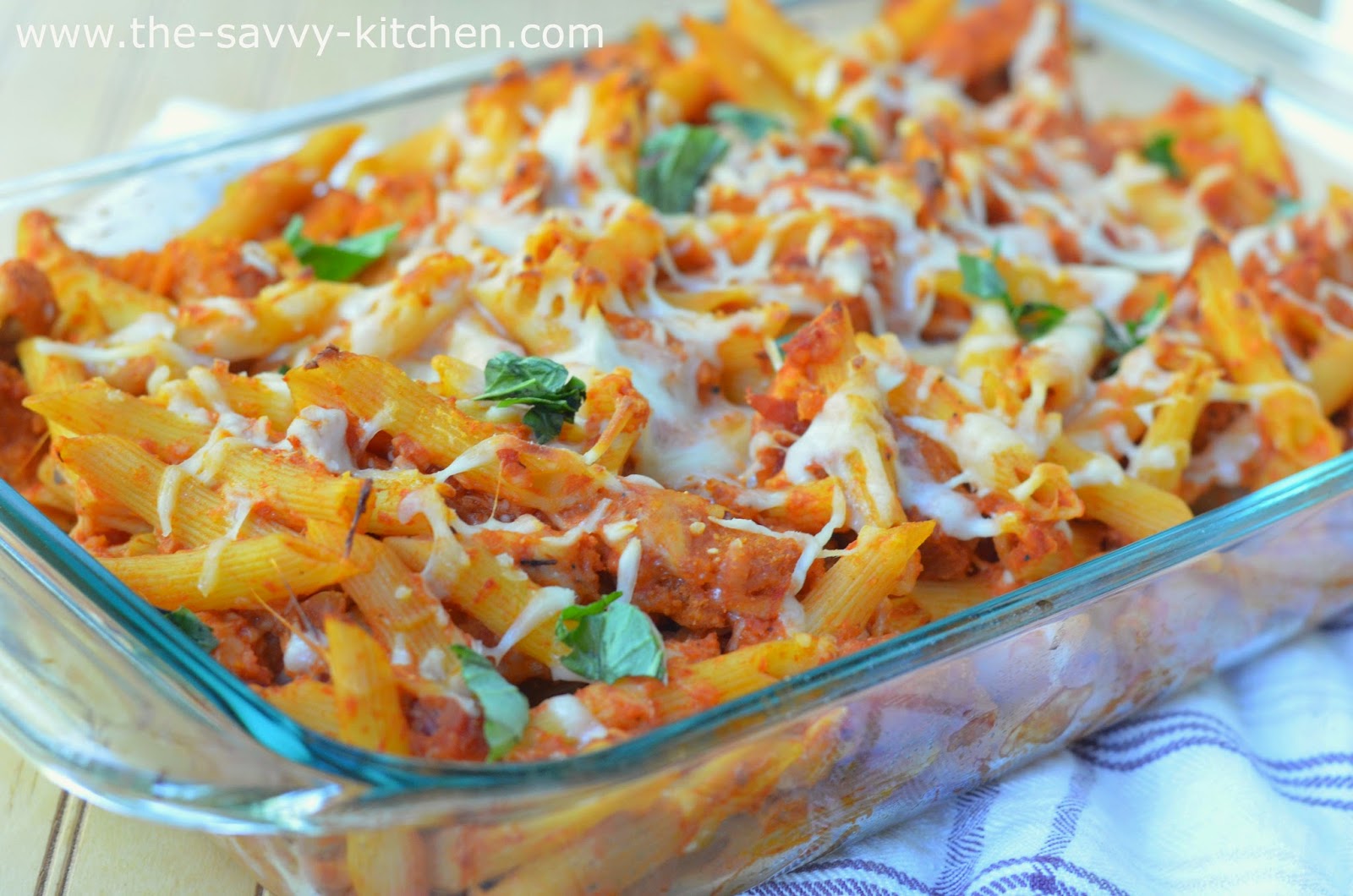 The Savvy Kitchen Chicken Parmesan Baked Ziti