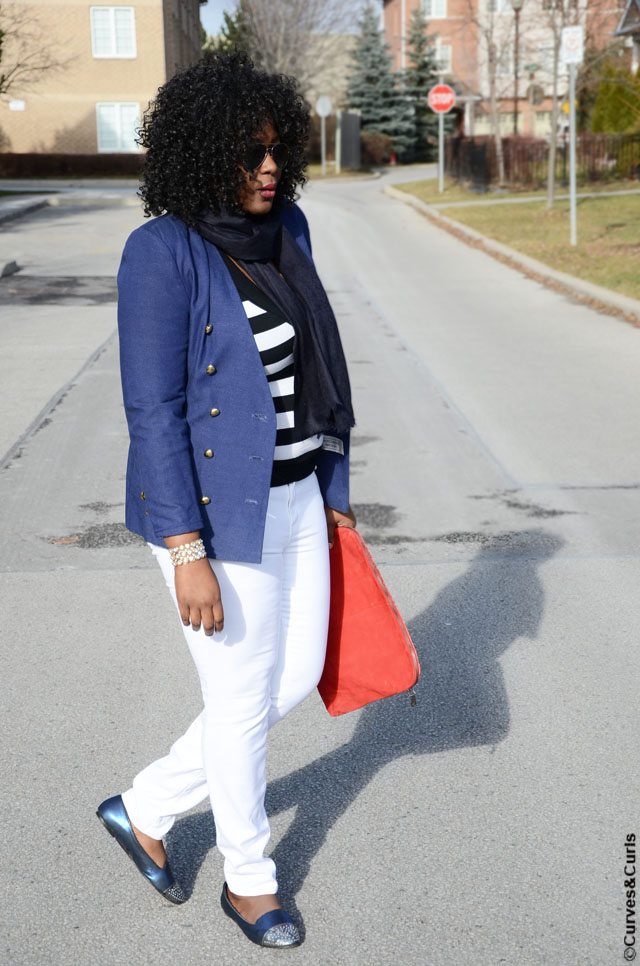 Navy Blazer + White Denim My Curves And Curls