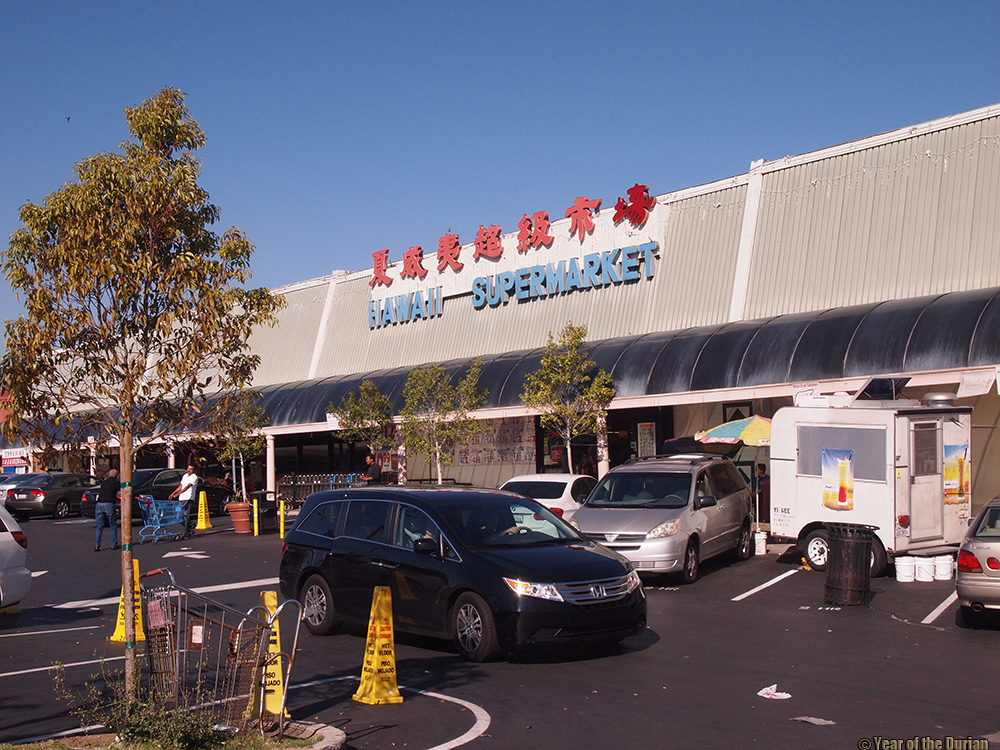 Fresh Durian at Hawaii Supermarket in San Gabriel Los Angeles, USA