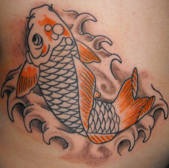 Orange koi fish tattoo