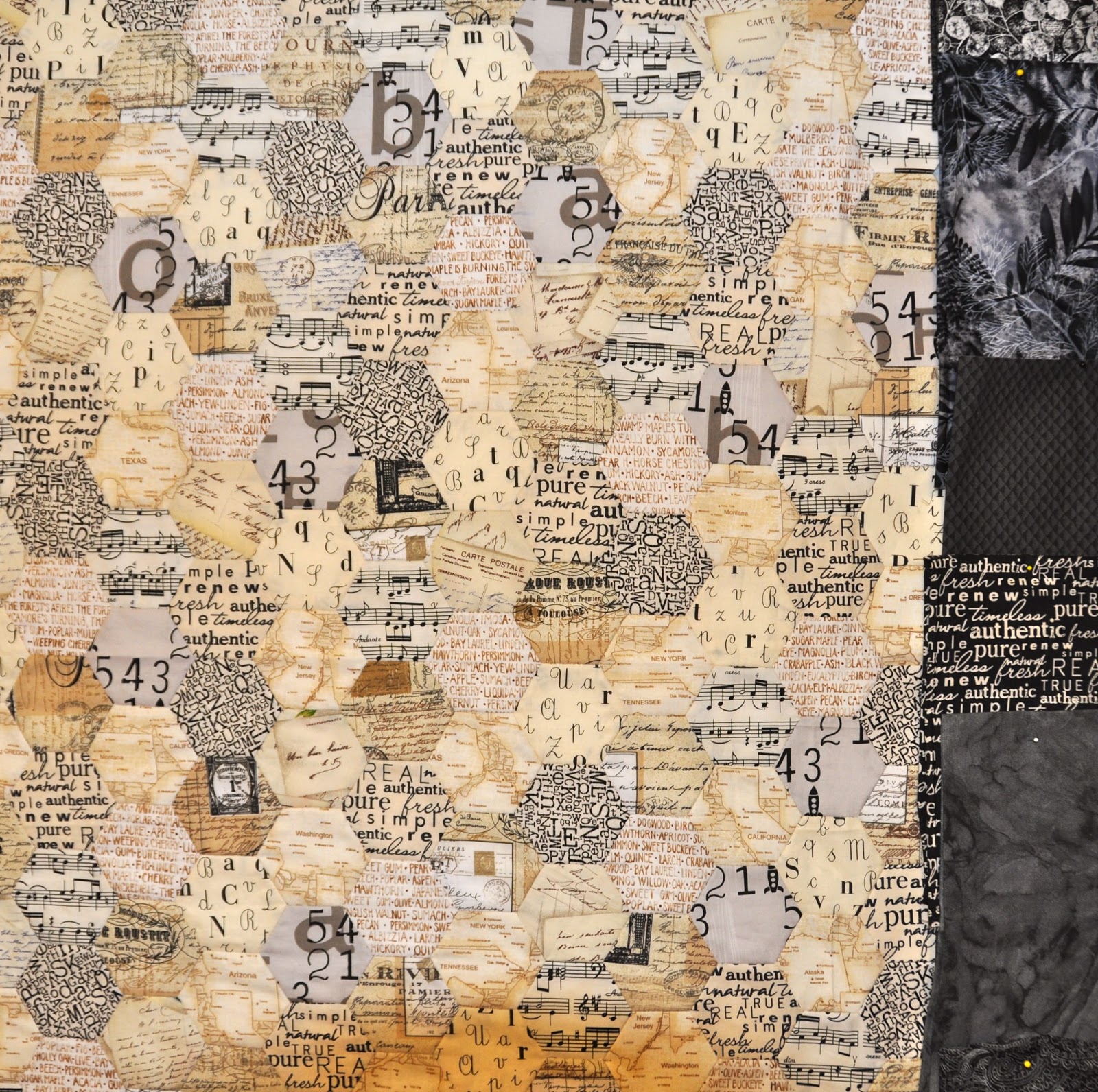 LuAnn Kessi Hexagon Text Quilt......Border Fabric