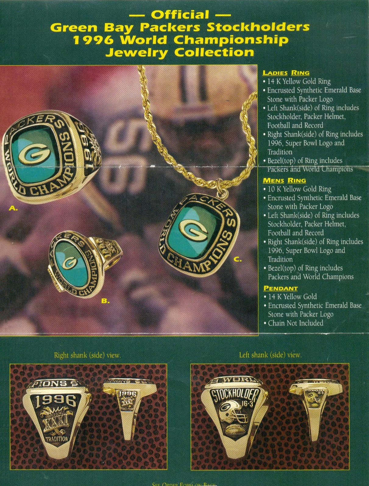 1996 green bay packers super bowl ring