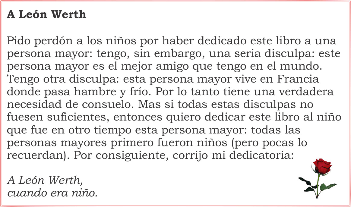 Dedicatoria en El Principito de Antoine de Saint-Exupéry para León Werth