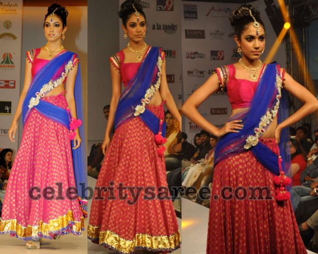 Half Saris with Brocade Blouses