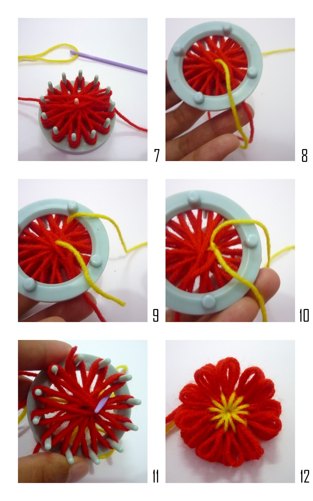 Crochet.is.Fun Tutorial How to make a simple flower using flower loom