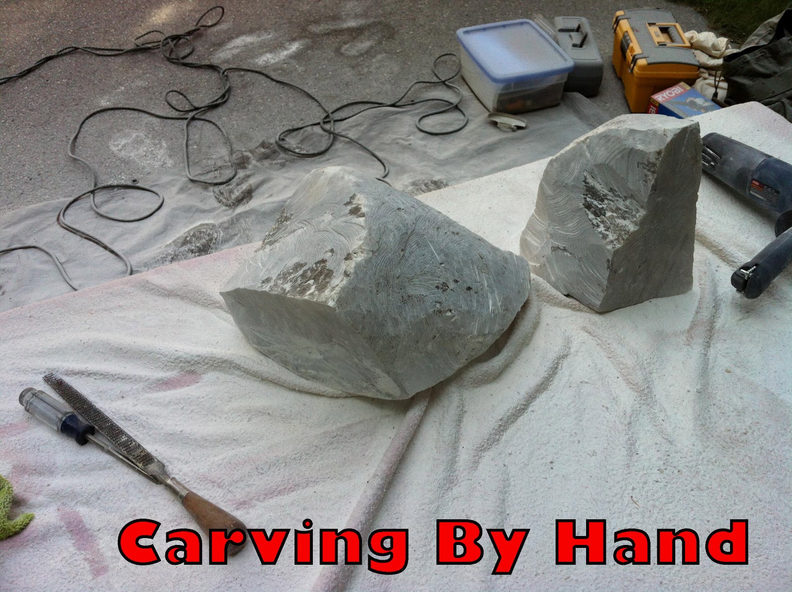 Carving by hand Sculpting and/or carving Alabaster stone